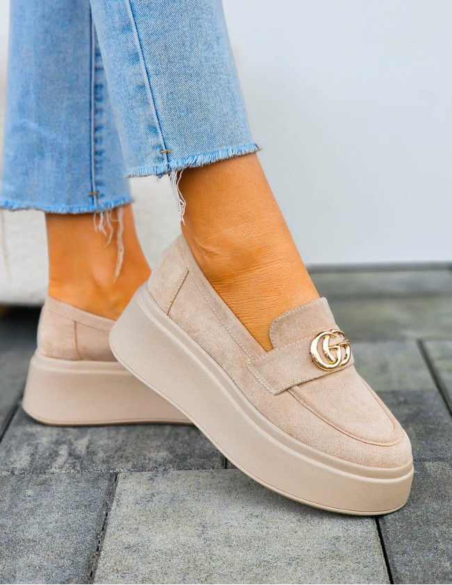 Półbuty Mokasyny Na Grubej Podeszwie Astoria Beżowe