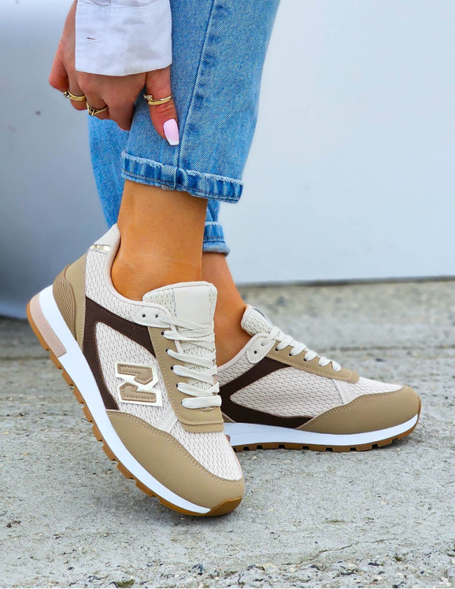 Biało-Beżowe Buty Sportowe Damskie Niu Bee Street