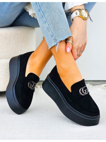 Półbuty Mokasyny Na Grubej Podeszwie Astoria Czarne