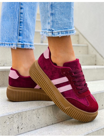 Bordowe Buty Sportowe Na Platformie She Go