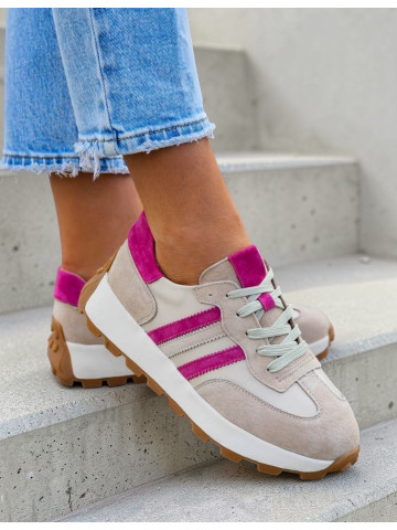 Skóra Naturalna Trampki Sneakersy Buty Sportowe Empire Rose