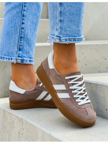 Skóra Naturalna Lekkie Trampki Półbuty Sportowe Lavi Beżowe