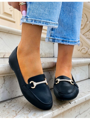 Skórzane Baleriny Mokasyny Półbuty Jasmine Black