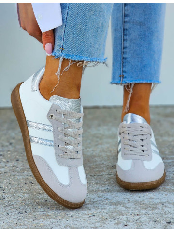 Białe Buty Sportowe Sneakersy SamBay Silver