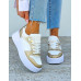 Białe Buty Sportowe Sneakersy Na Platformie Gold