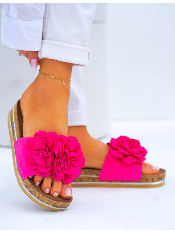 Lekkie Klapki Na Platformie Kwiaty Roses Różowe