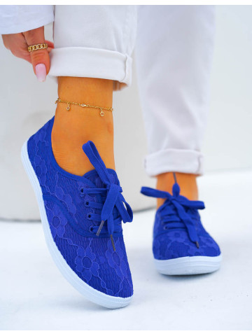 Koronkowe Granatowe Tenisówki Trampki Eliss