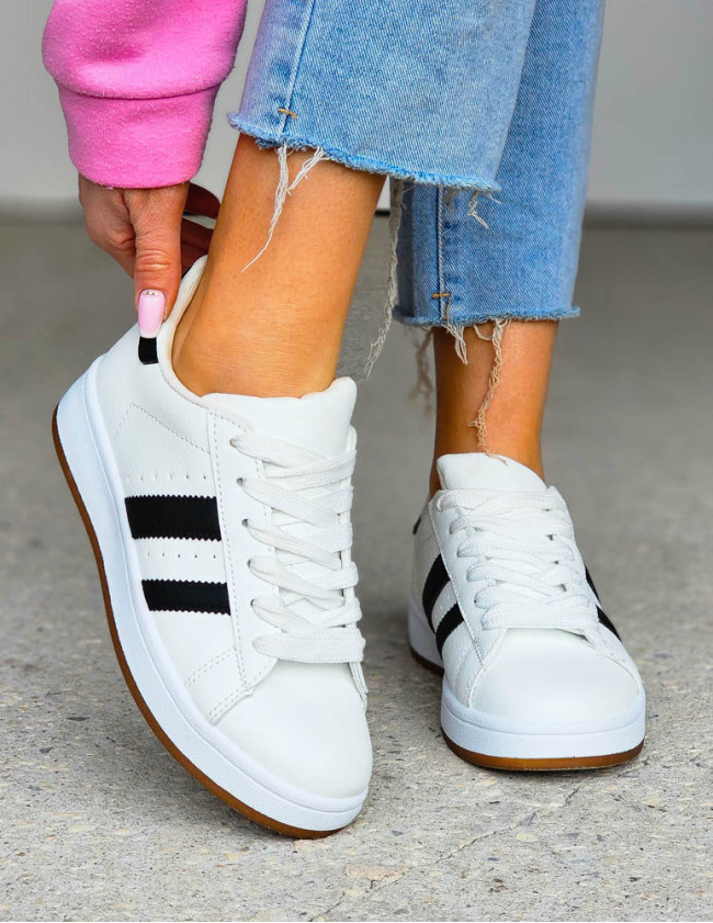 Biało-Czarne Skórzane Buty Sportowe Campers