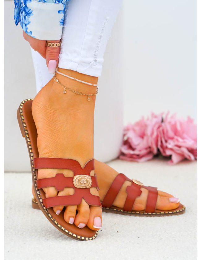 Klasyczne Klapki Ze Skóry Malaga Brązowe