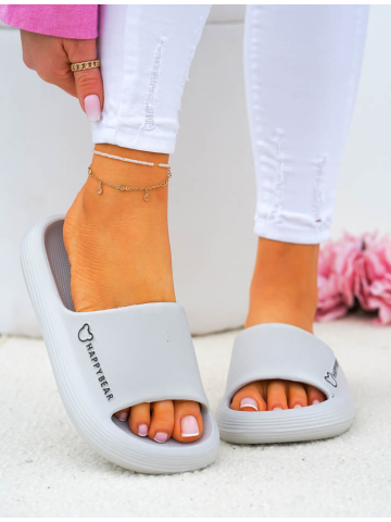 Lekkie Piankowe Klapki Na Grubej Podeszwie Happy Szare