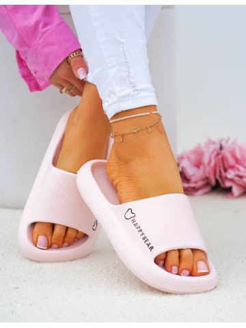 Lekkie Piankowe Klapki Na Grubej Podeszwie Happy Różowe