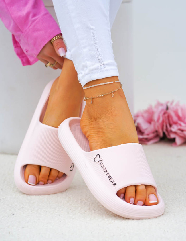 Lekkie Piankowe Klapki Na Grubej Podeszwie Happy Różowe