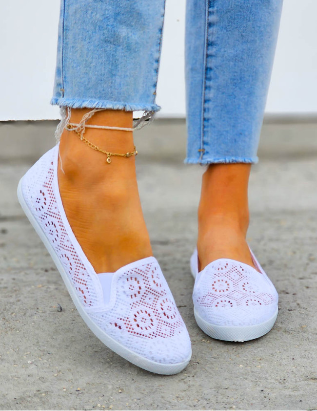 Białe Koronkowe Trampki Tenisówki z Gumkami Tori