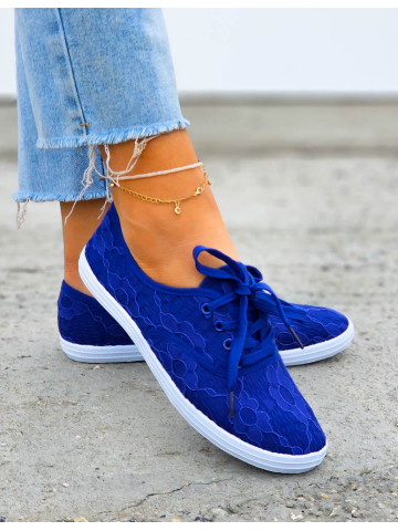 Koronkowe Granatowe Tenisówki Trampki Elisses