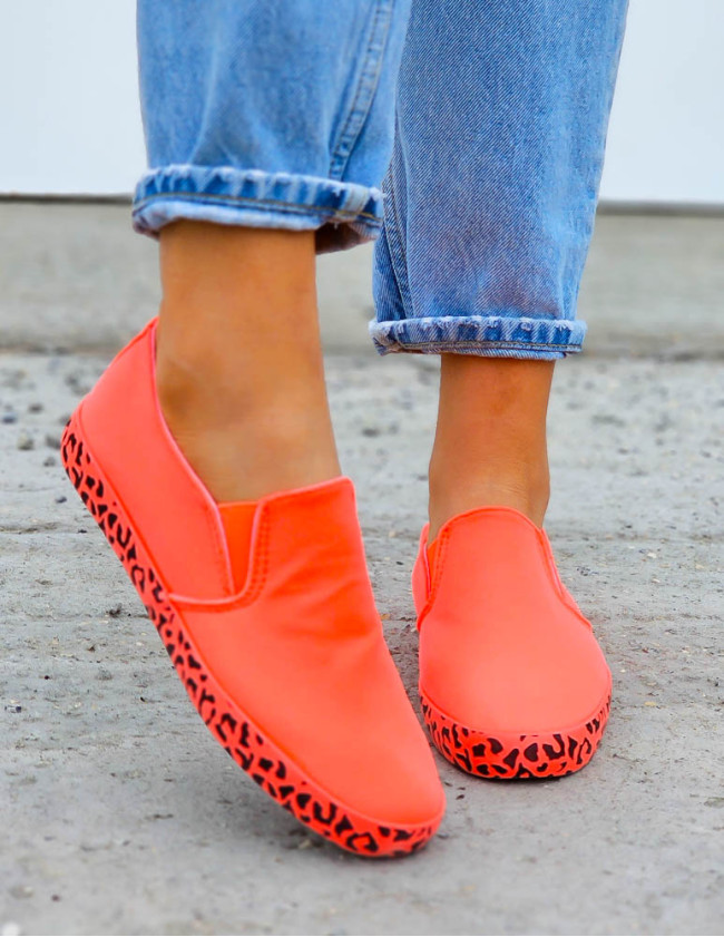 Pomarańczowe Neonowe Trampki Tenisówki Lycra