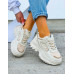 Beżowe Buty Sportowe Sneakersy Na Platformie Sketchars