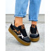 Buty Sportowe Sneakersy Czarne z Wstawką z Panterki