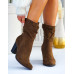 Czekoladowe Botki Na Słupku z Marszczoną Cholewką