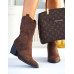 Czekoladowe Botki Kowbojki Na Słupku Texass