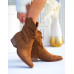 Brązowe Botki Kowbojki Saszki Zamszowe Autumn