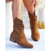 Brązowe Botki Kowbojki Saszki Zamszowe Autumn