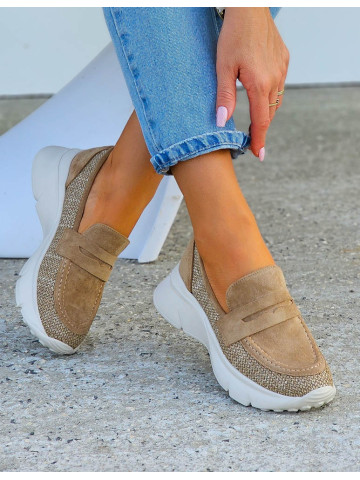 Sportowe Lekkie Mokasyny Półbuty Khaki Autumn