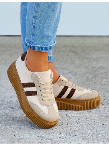 Beżowe Buty Sportowe Na Platformie You Go