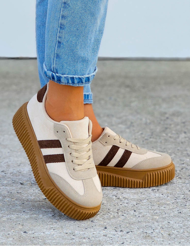 Beżowe Buty Sportowe Na Platformie You Go