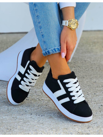 Czarno-Białe Zamszowe Buty Sportowe Campes