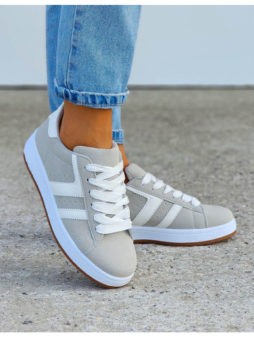 Szaro-Białe Zamszowe Buty Sportowe Campes