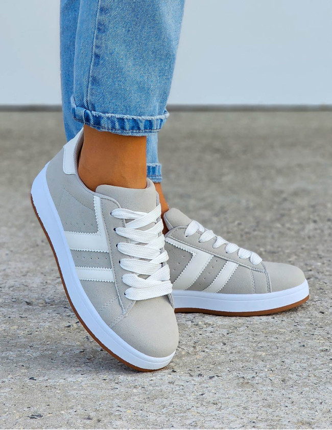 Szaro-Białe Zamszowe Buty Sportowe Campes