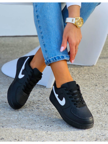 Czarne Buty Sportowe Ze Skóry Niki 