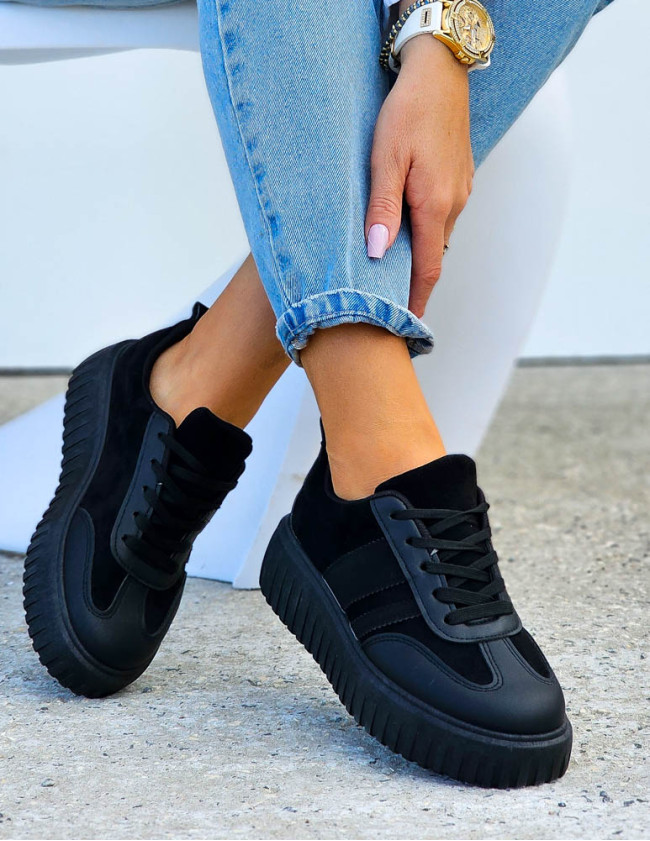 Czarne Buty Sportowe Na Platformie You Go Black