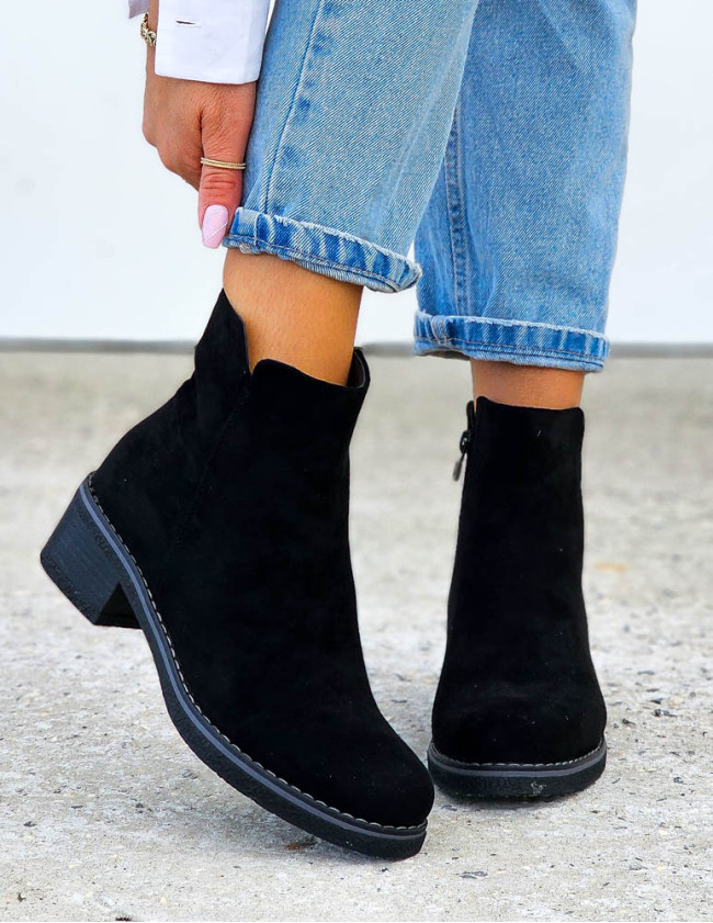 Klasyczne Zamszowe Botki Na Płaskiej Podeszwie My Set