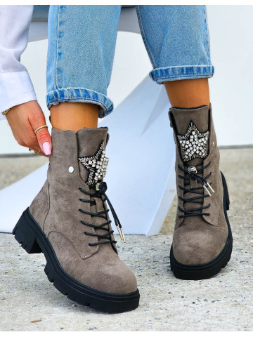 Oliwkowe Zamszowe Botki Damskie Sznurowane Prinss Oliwkowe Zamszowe Botki Damskie Sznurowane Prinss