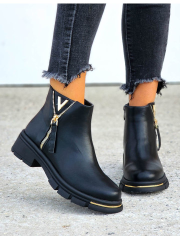 Klasyczne Botki Ze Skóry Na Grubej Podeszwie Vipes Klasyczne Botki Ze Skóry Na Grubej Podeszwie Vipes