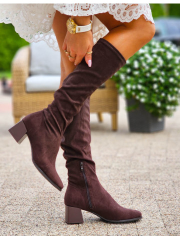 Czekoladowe Kozaki z Elastyczną Cholewką Swiss