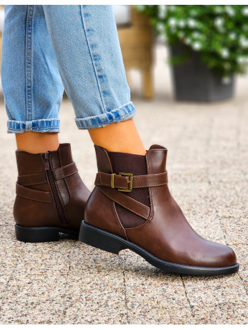 Czekoladowe Klasyczne Botki Ze Skóry Fancy