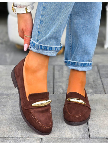 Czekoladowe Baleriny Mokasyny Jolia