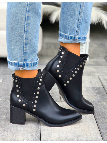 Czarne Botki Kowbojki Ze Skóry Meggy