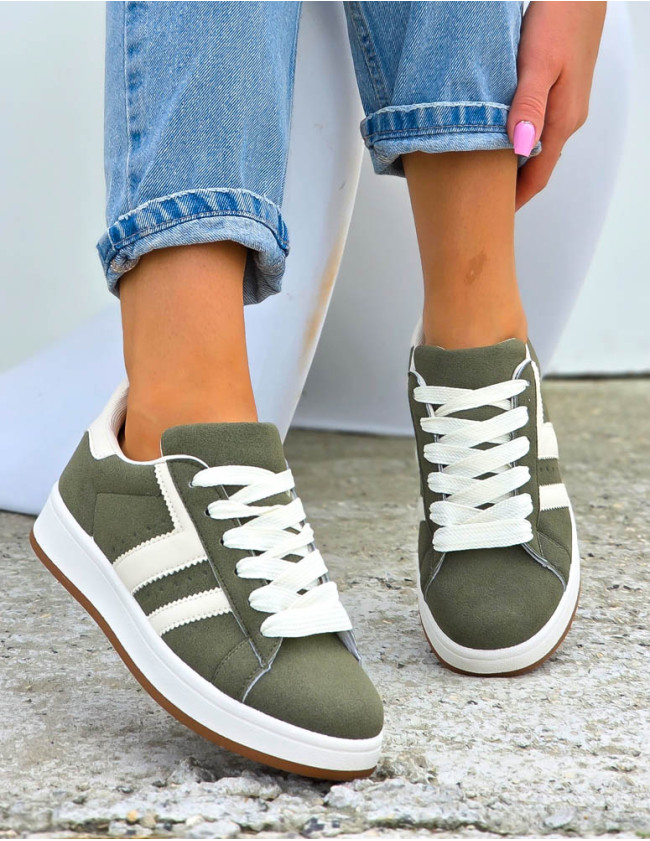 Zielono-Białe Zamszowe Buty Sportowe Campes