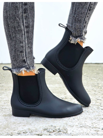 Czarne Matowe Kalosze Sztyblety z Gumą