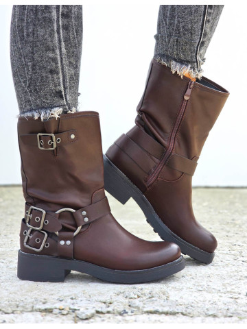 Czekoladowe Botki Ze Skóry Workery MyRock