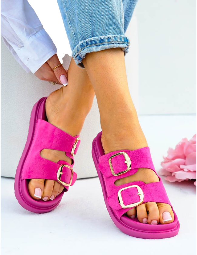 Różowe Klapki Na Paski She Basic