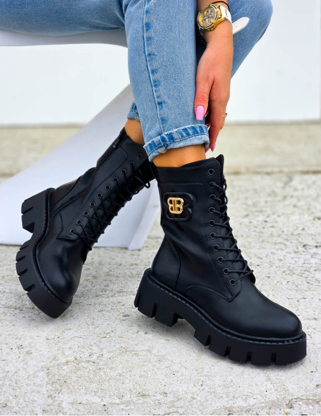 Botki Workery Ze Skóry Na Grubej Podeszwie BB