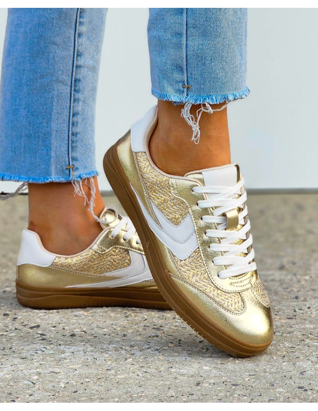 Premium Buty Sportowe Ze Skóry Naturalnej Sambies Złote