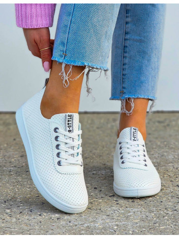 Białe Trampki Tenisówki Ze Skóry Fit Basic