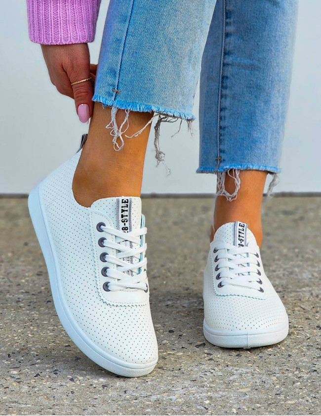 Białe Trampki Tenisówki Ze Skóry Fit Basic