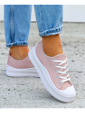 Pudrowe Trampki Na Grubej Podeszwie Tenisówki Leves