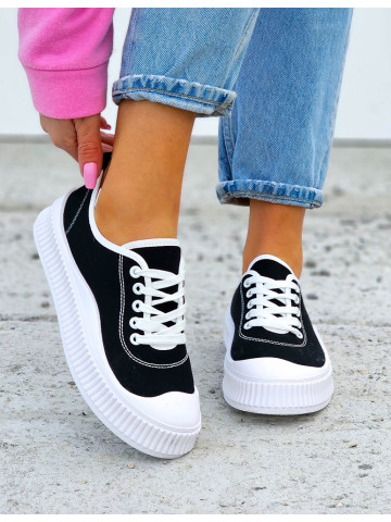 Czarne Trampki Na Grubej Podeszwie Love Summer